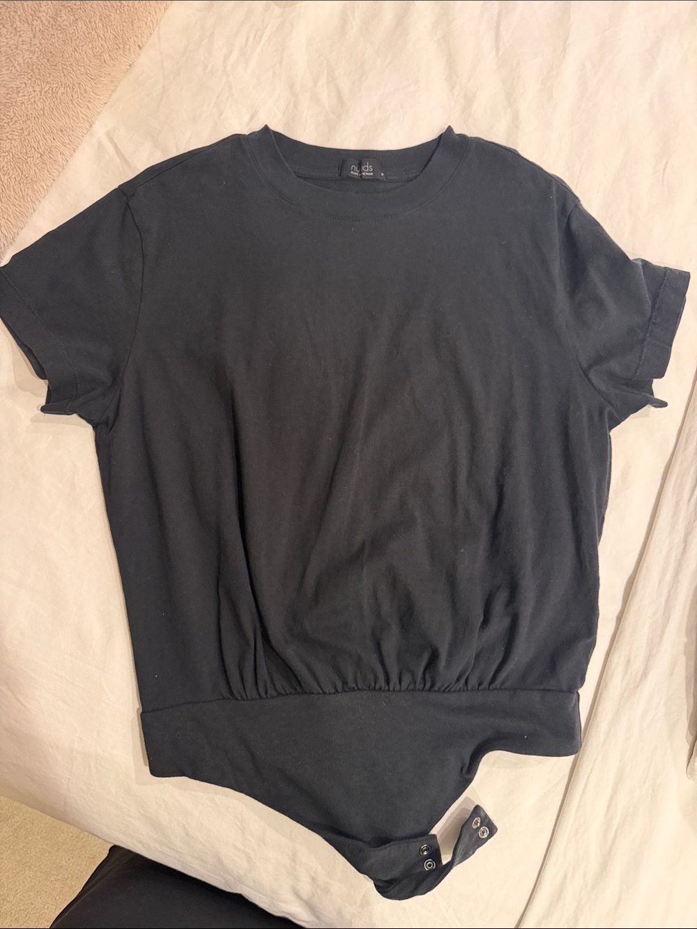 Black Women's Short-Sleeve Bodysuit Top